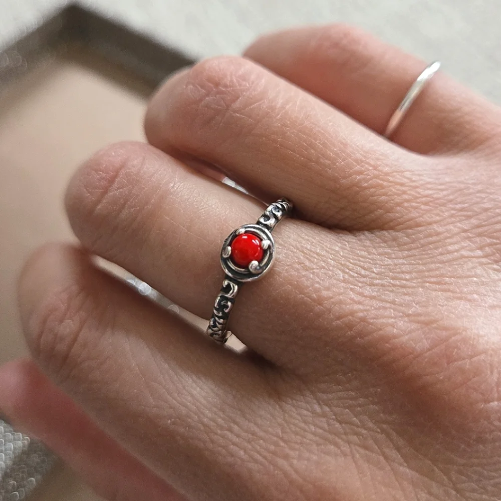 Carolyn Pollack Sterling Red Coral Ring